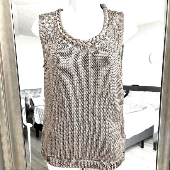BANANA REPUBLIC Vest Top Silver Thread sleeveless Tank. Size XS - Picture 2 of 8